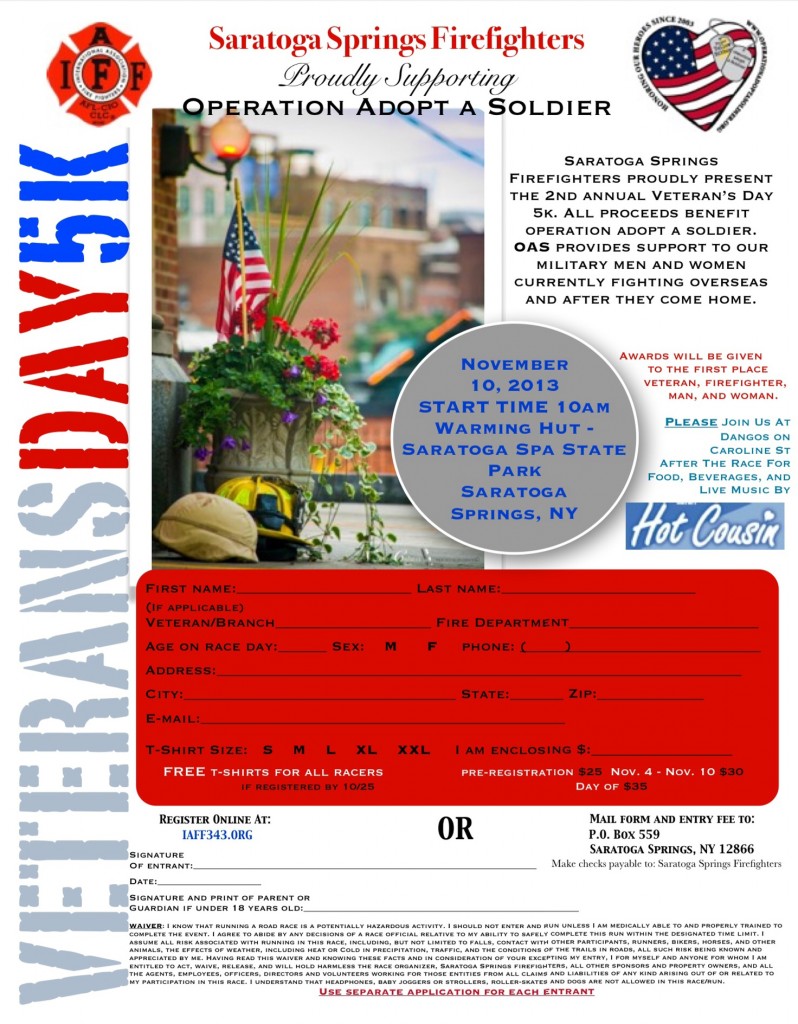 2013 Saratoga Springs Firefighters 5K Flyer